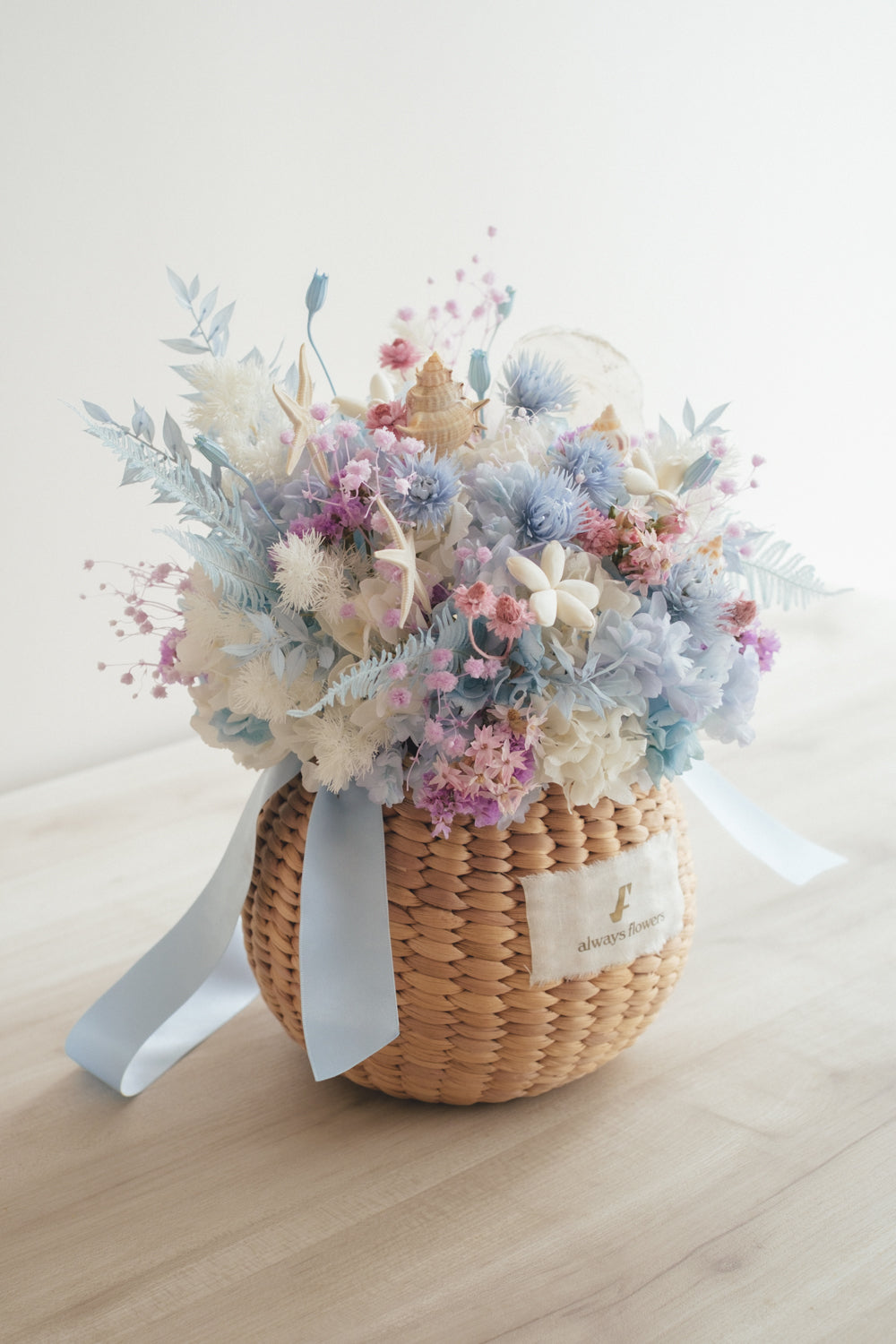 ◆季節限定◆Flower BAG No.2／カゴバッグアレンジ　シーマジック／ドライ&amp;プリザーブドフラワー