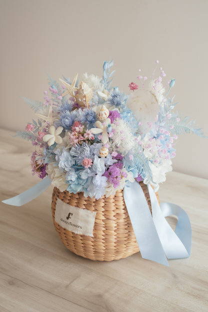 ◆季節限定◆Flower BAG No.2／カゴバッグアレンジ　シーマジック／ドライ&amp;プリザーブドフラワー