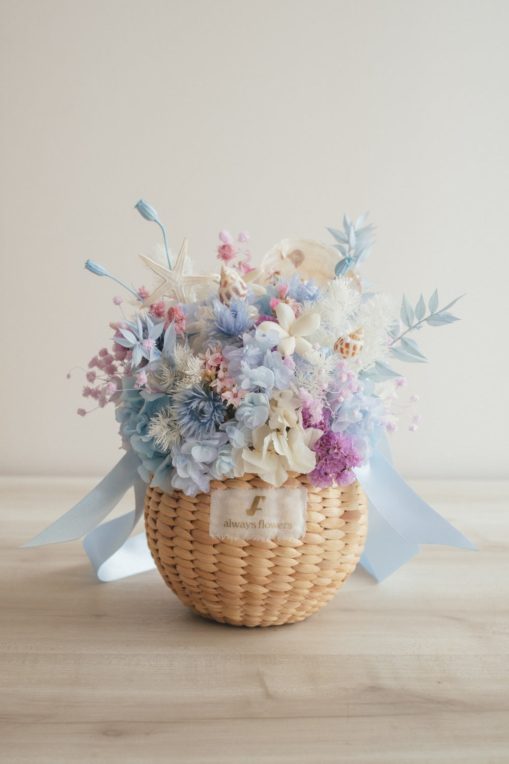 ◆季節限定◆Flower BAG No.2／カゴバッグアレンジ　シーマジック／ドライ&amp;プリザーブドフラワー