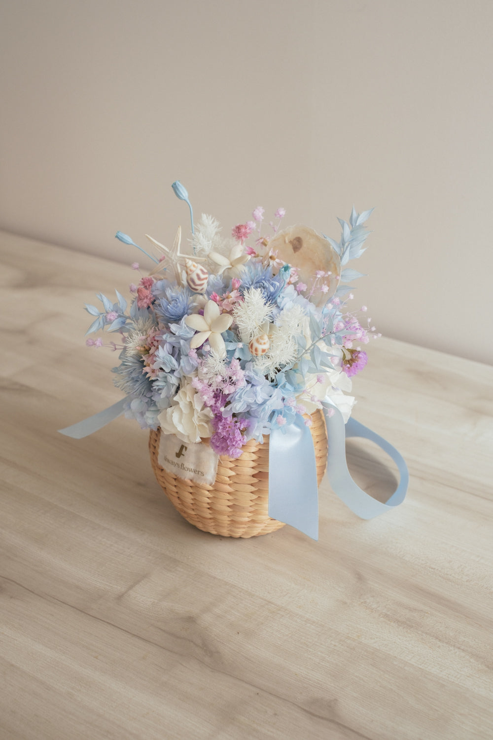 ◆季節限定◆Flower BAG No.2／カゴバッグアレンジ　シーマジック／ドライ&amp;プリザーブドフラワー