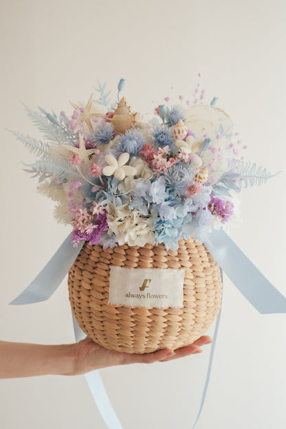 ◆季節限定◆Flower BAG No.2／カゴバッグアレンジ　シーマジック／ドライ&amp;プリザーブドフラワー