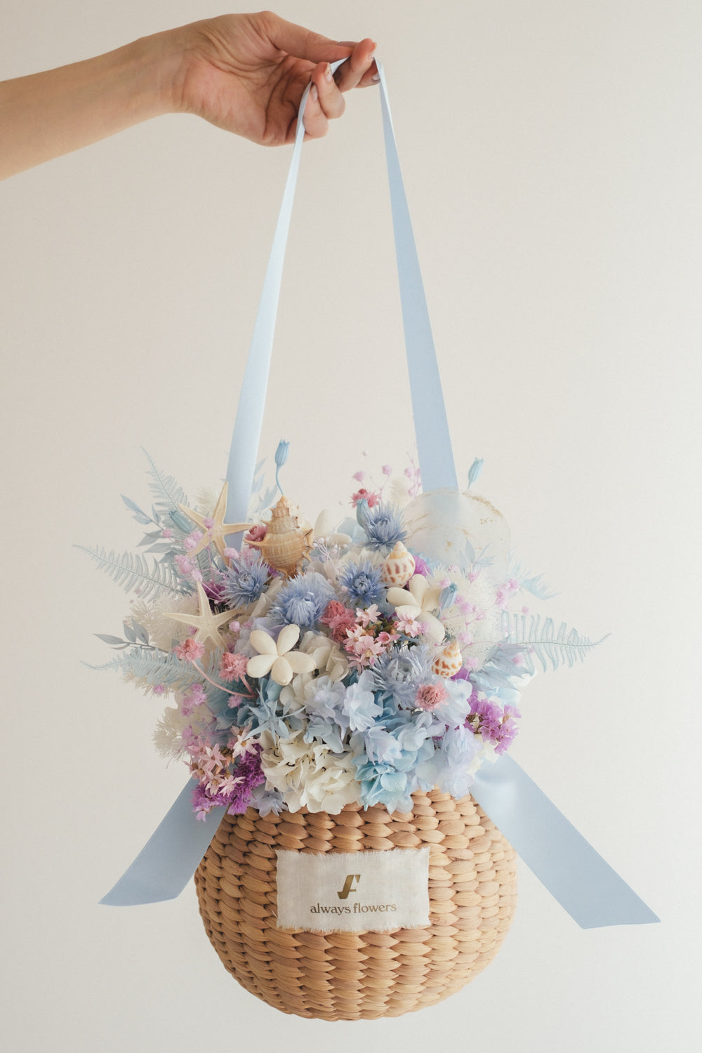 ◆季節限定◆Flower BAG No.2／カゴバッグアレンジ　シーマジック／ドライ&amp;プリザーブドフラワー