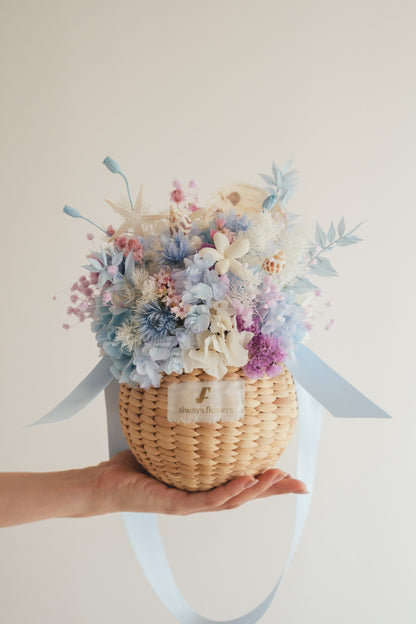 ◆季節限定◆Flower BAG No.2／カゴバッグアレンジ　シーマジック／ドライ&amp;プリザーブドフラワー
