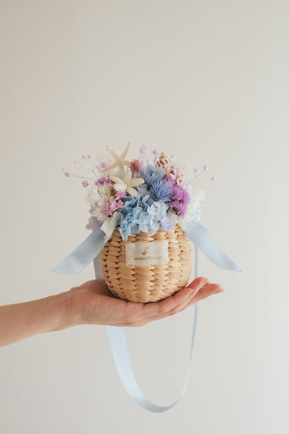 ◆季節限定◆Flower BAG No.2／カゴバッグアレンジ　シーマジック／ドライ&amp;プリザーブドフラワー