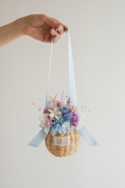◆季節限定◆Flower BAG No.2／カゴバッグアレンジ　シーマジック／ドライ&amp;プリザーブドフラワー