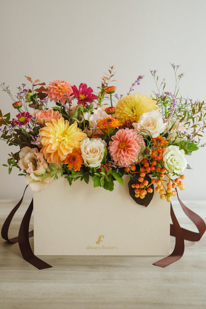 ◆10/4-11/30お届け限定◆Flower BAG No.1／フラワーバッグアレンジ　ブライトオクトーバー／生花
