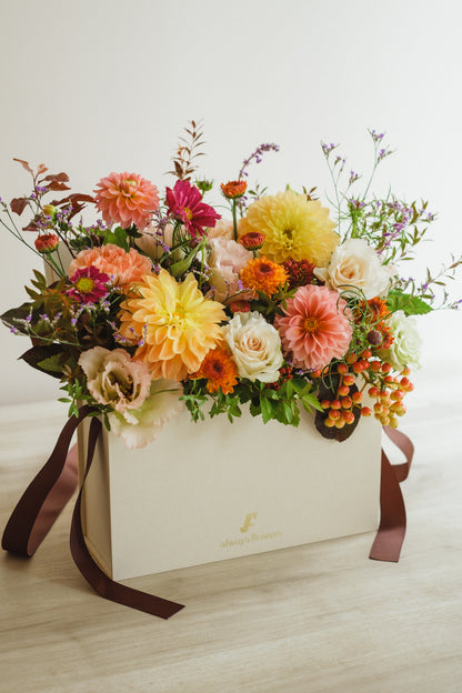 ◆10/4-11/30お届け限定◆Flower BAG No.1／フラワーバッグアレンジ　ブライトオクトーバー／生花