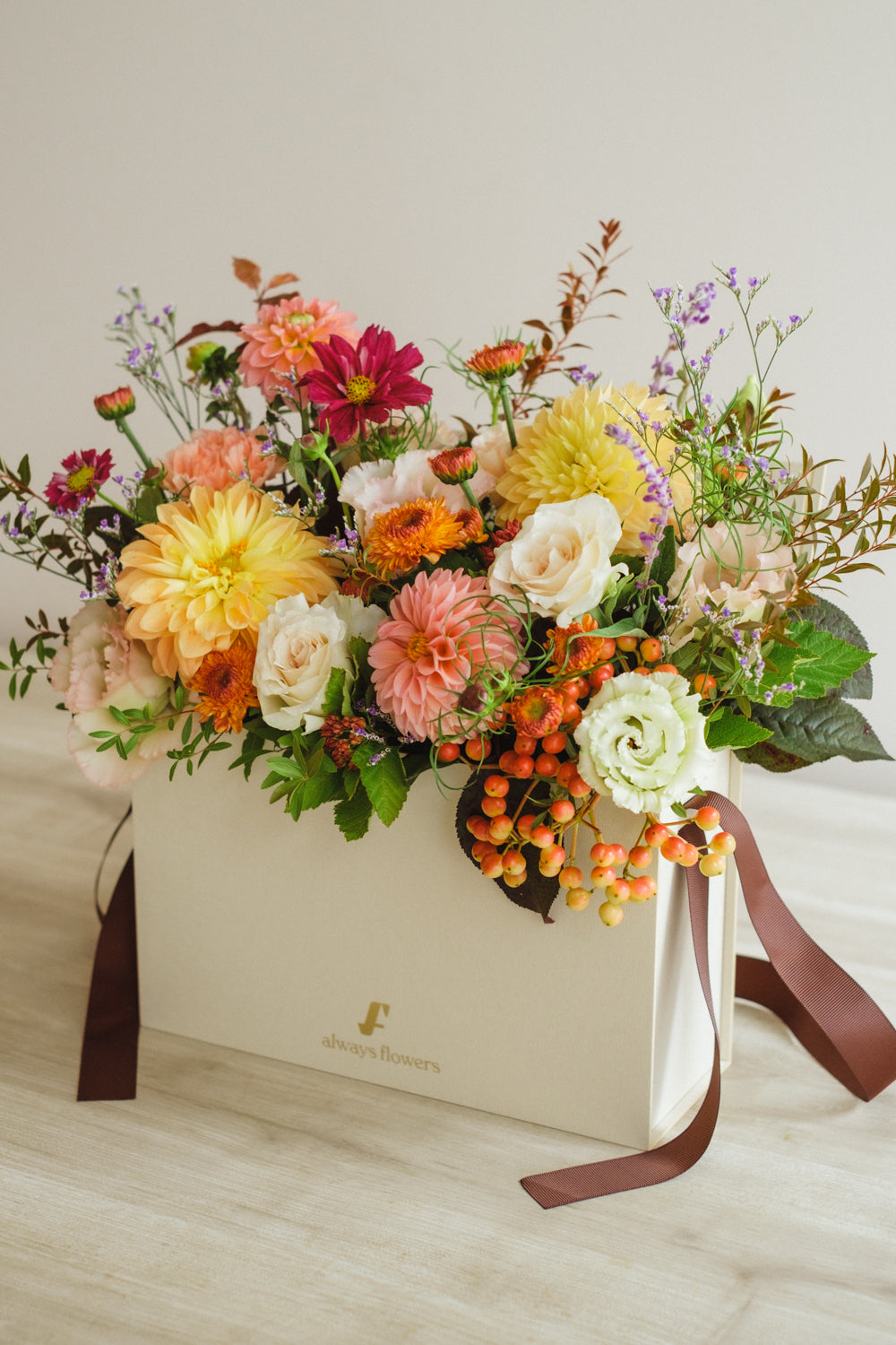 ◆10/4-11/30お届け限定◆Flower BAG No.1／フラワーバッグアレンジ　ブライトオクトーバー／生花