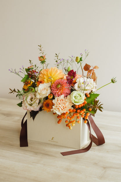 ◆10/4-11/30お届け限定◆Flower BAG No.1／フラワーバッグアレンジ　ブライトオクトーバー／生花