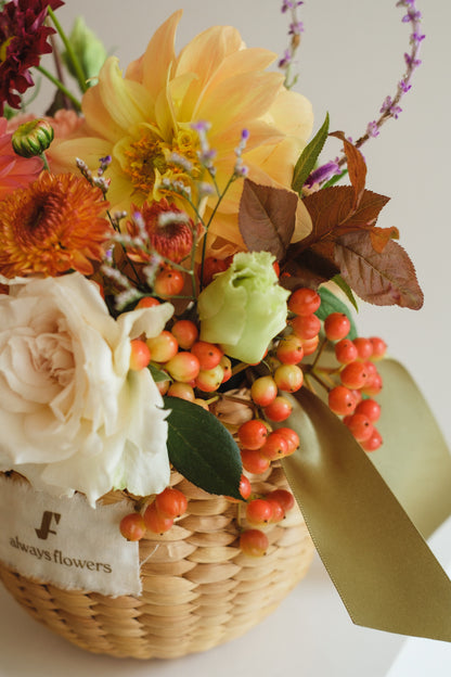 ◆10/4-11/30お届け限定◆Flower BAG No.2／フラワーバッグアレンジ　オータムグロウ／生花