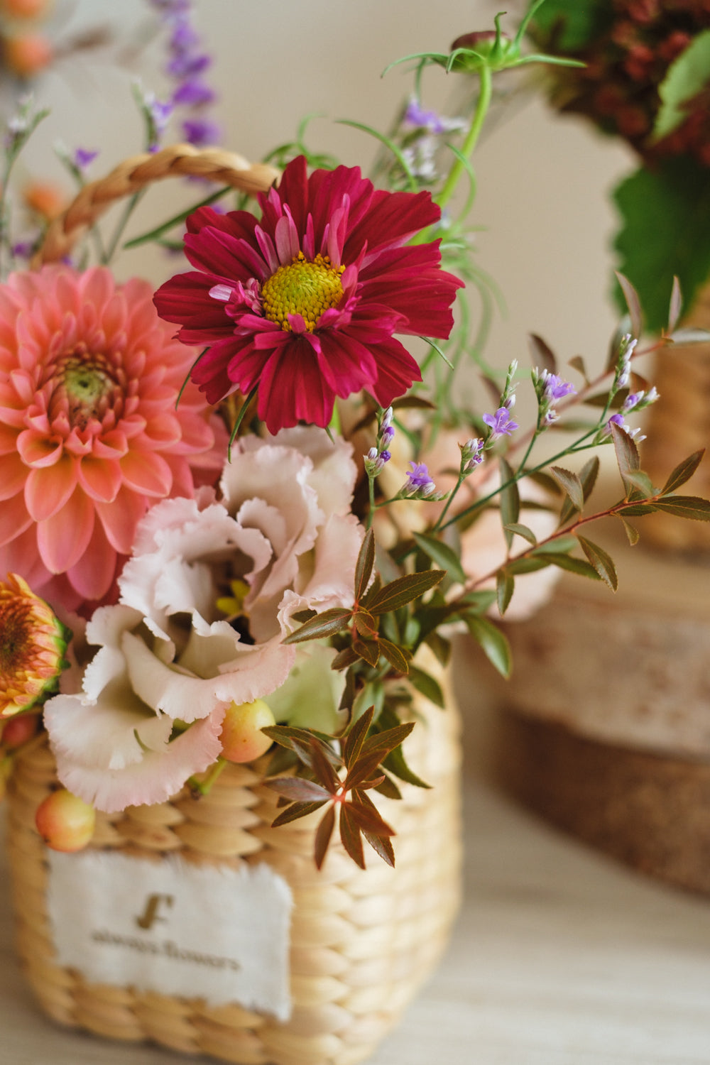 ◆10/4-11/30お届け限定◆Flower BAG No.3／フラワーバッグアレンジ　ダリアチャーム／生花