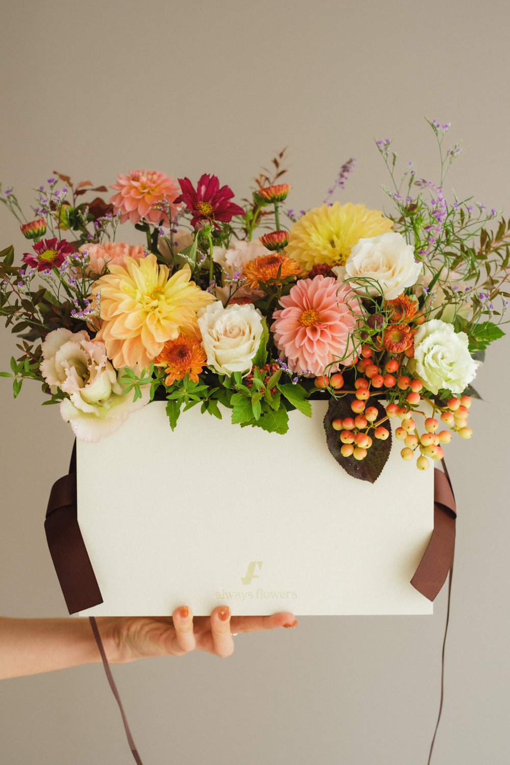 ◆10/4-11/30お届け限定◆Flower BAG No.1／フラワーバッグアレンジ　ブライトオクトーバー／生花