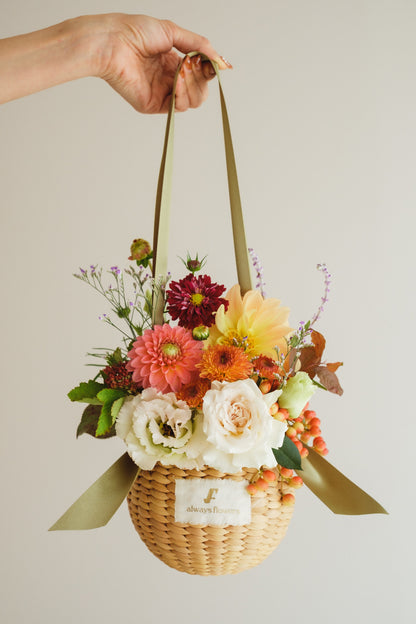 ◆10/4-11/30お届け限定◆Flower BAG No.2／フラワーバッグアレンジ　オータムグロウ／生花