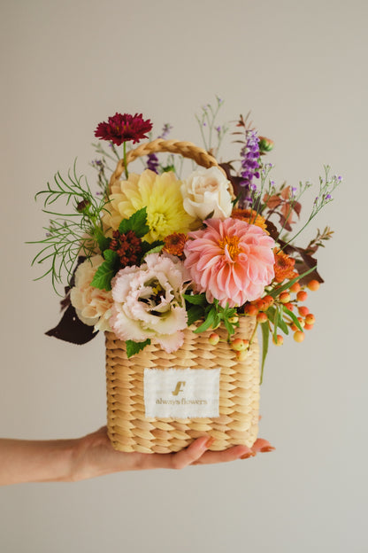 ◆10/4-11/30お届け限定◆Flower BAG No.3／フラワーバッグアレンジ　ダリアチャーム／生花