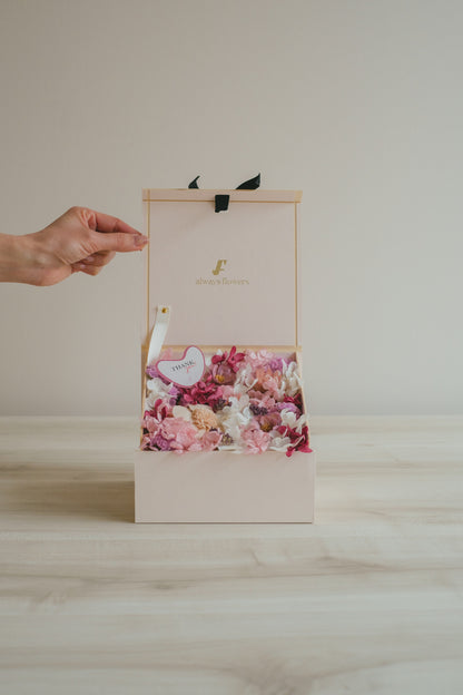◆母の日限定◆Surprise Flower Box ／サプライズフラワーボックス　ラブシャンパン／ドライ・プリザーブドフラワー