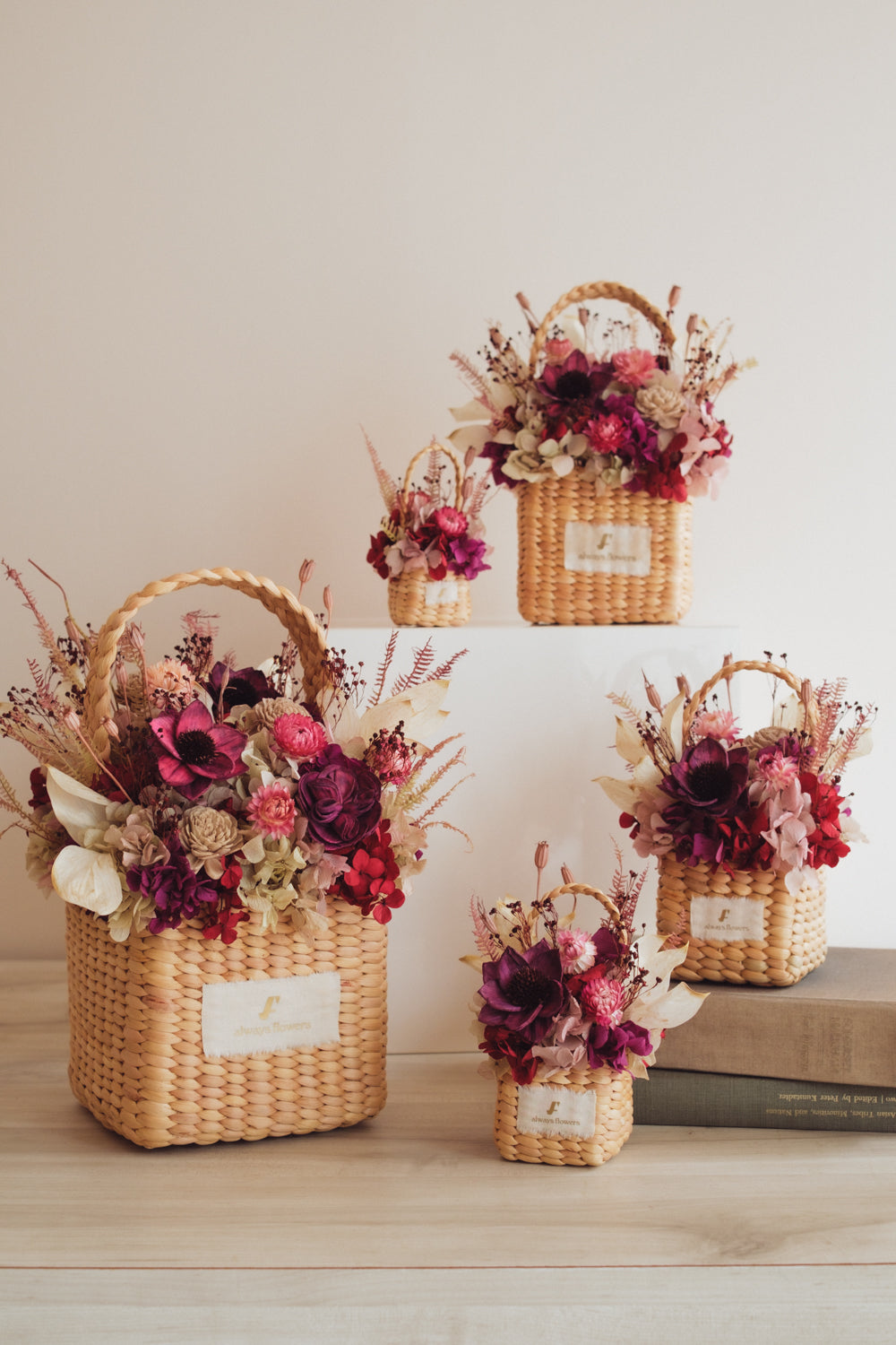 季節限定◆Flower BAG No.3 /スクエアカゴバッグ ノーブルフリュイ/ドライ・プリザーブドフラワー