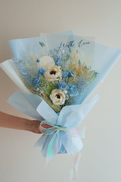 NEW◆Message Bouquet／メッセージブーケ　ブルードロップ／ドライ・プリザーブドフラワー