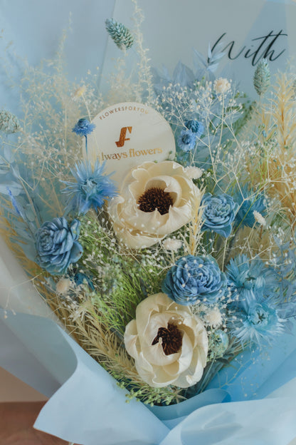 NEW◆Message Bouquet／メッセージブーケ　ブルードロップ／ドライ・プリザーブドフラワー