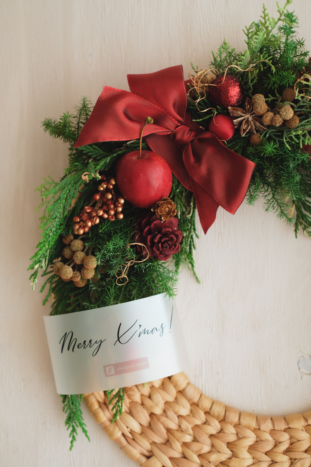 ◆11/26からお届け可能・クリスマス限定◆Disc Wreath／ディスクリース　ポムノエル／生花