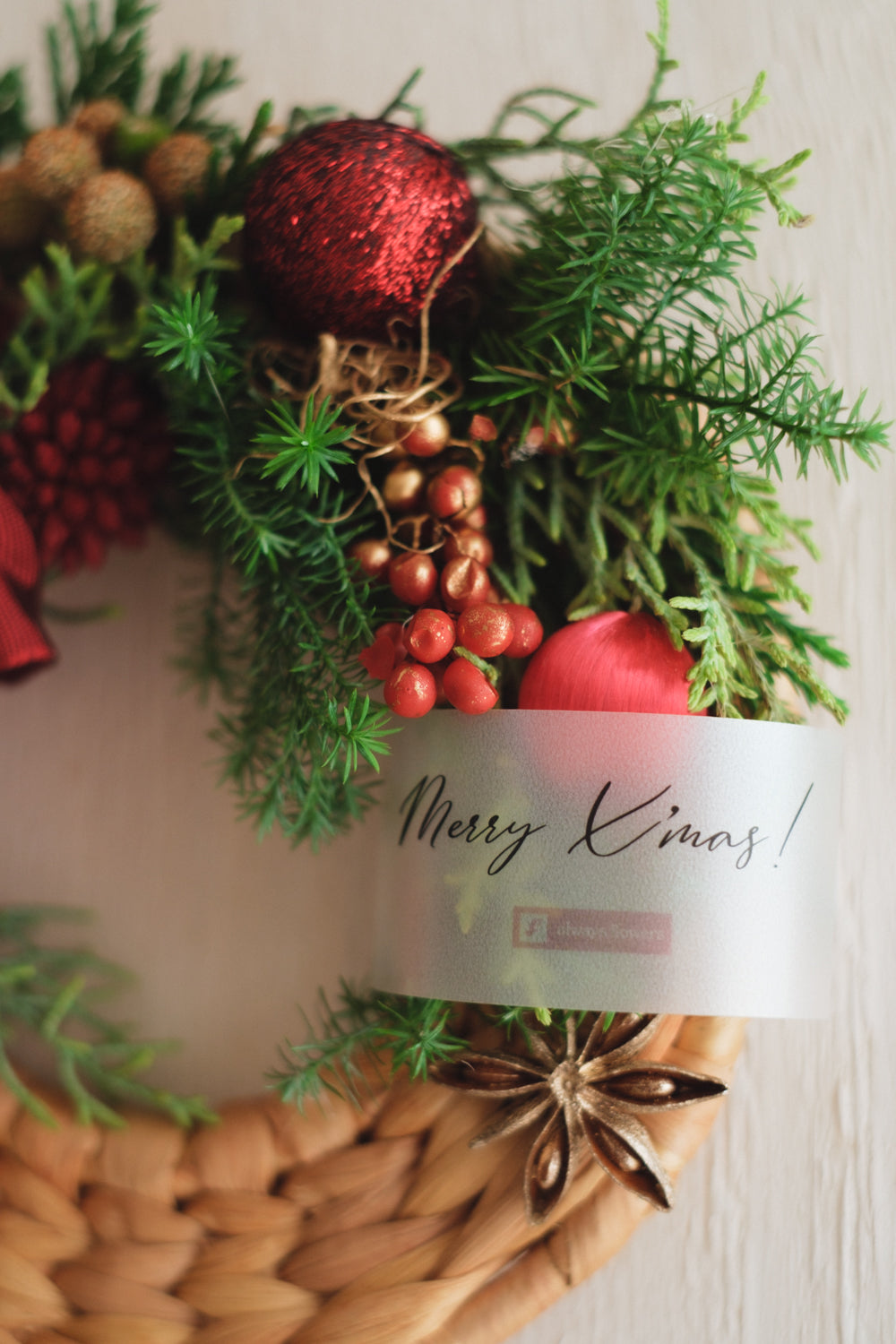 ◆11/26からお届け可能・クリスマス限定◆Disc Wreath／ディスクリース　ポムノエル／生花