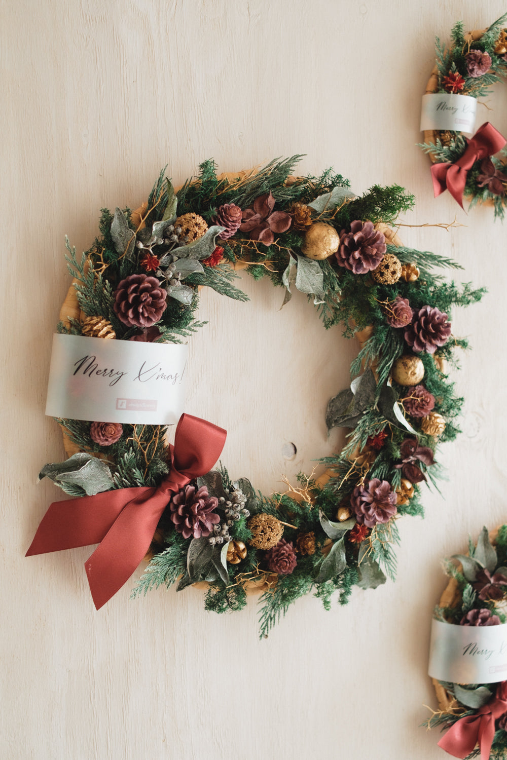 ◆11/12からお届け可能・クリスマス限定◆Disc Wreath／ディスクリース　フォレストノエル／ドライフラワー＆プリザーブドフラワー