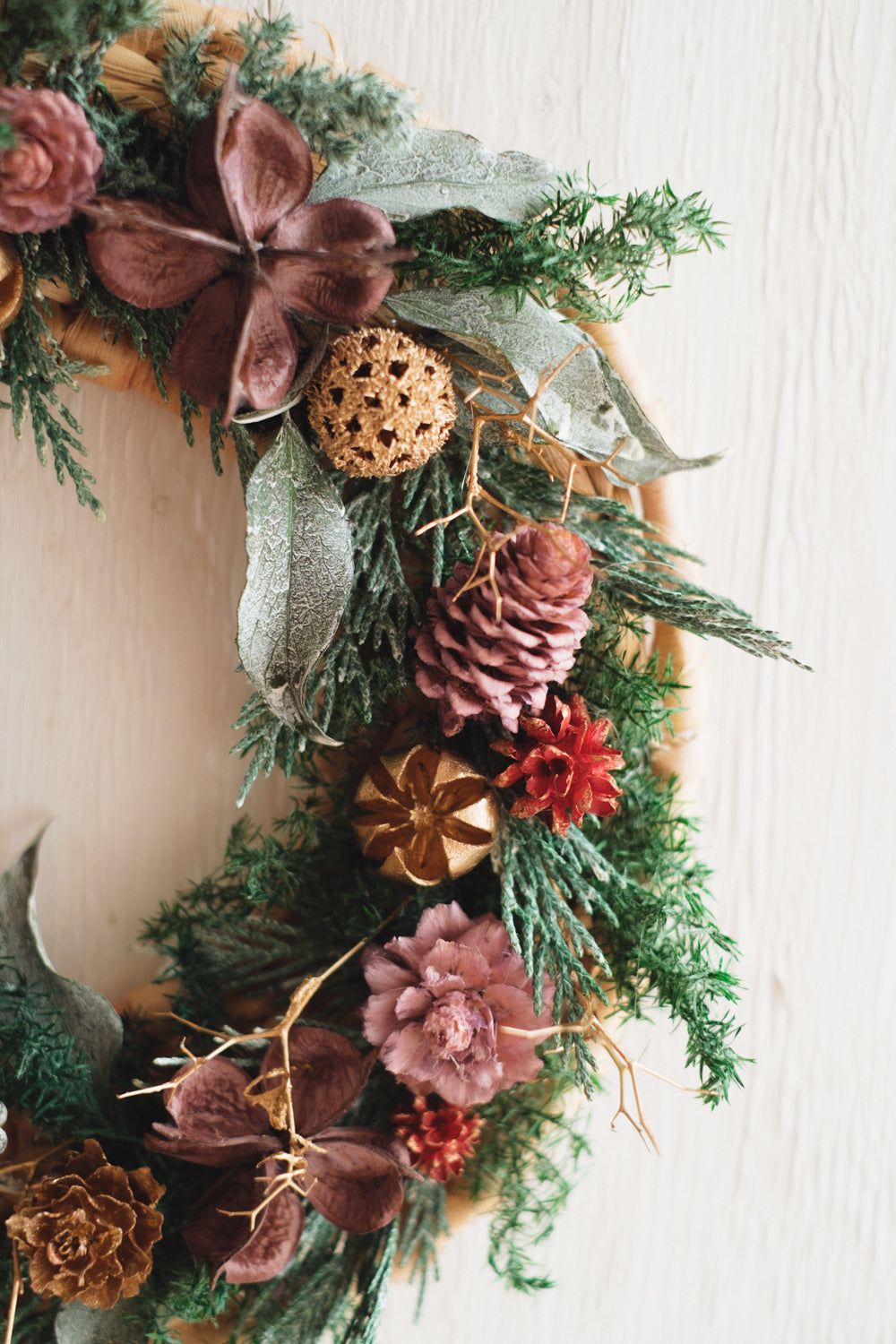 ◆11/12からお届け可能・クリスマス限定◆Disc Wreath／ディスクリース　フォレストノエル／ドライフラワー＆プリザーブドフラワー