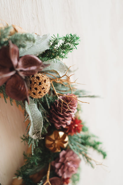 ◆11/12からお届け可能・クリスマス限定◆Disc Wreath／ディスクリース　フォレストノエル／ドライフラワー＆プリザーブドフラワー