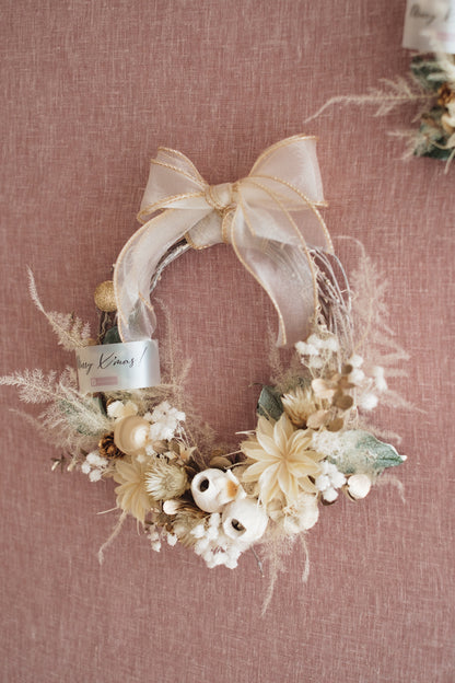 ◆11/12からお届け可能・季節限定◆ROUND Wreath／ラウンドリース　ブランノエル／ドライフラワー＆プリザーブドフラワー