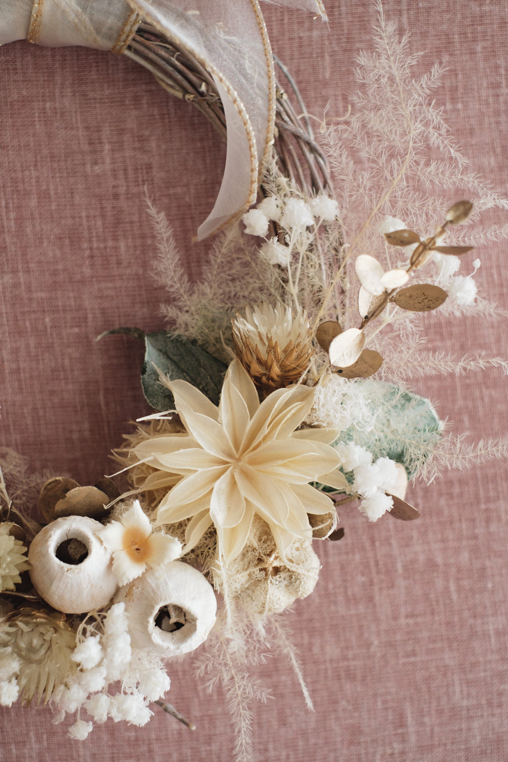 ◆11/12からお届け可能・季節限定◆ROUND Wreath／ラウンドリース　ブランノエル／ドライフラワー＆プリザーブドフラワー