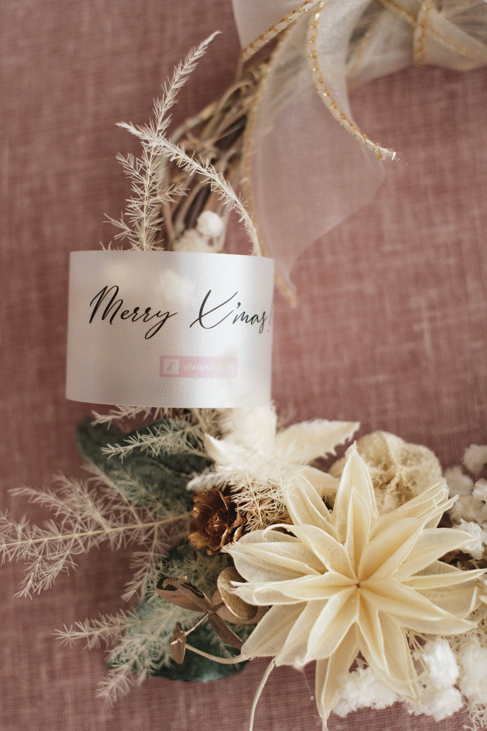 ◆11/12からお届け可能・季節限定◆ROUND Wreath／ラウンドリース　ブランノエル／ドライフラワー＆プリザーブドフラワー