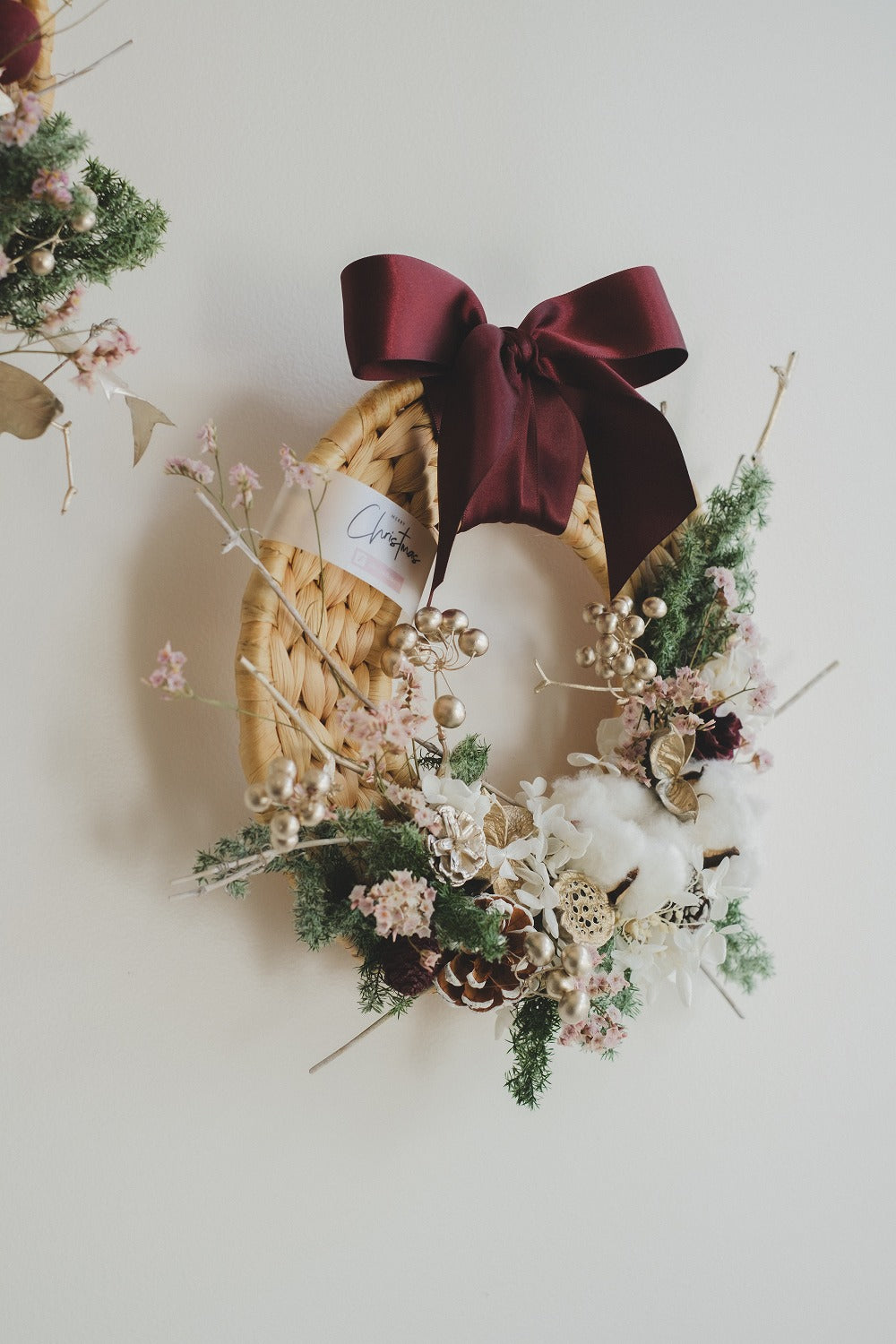 クリスマス限定◆Disc Wreath／ディスクリース　ガーリーノエル／ドライフラワー＆プリザーブドフラワー