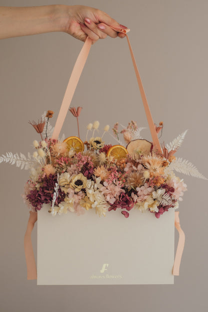 ◆季節限定◆Flower BAG No.1／フラワーバッグアレンジ　オータムライト／ドライ&amp;プリザーブドフラワー