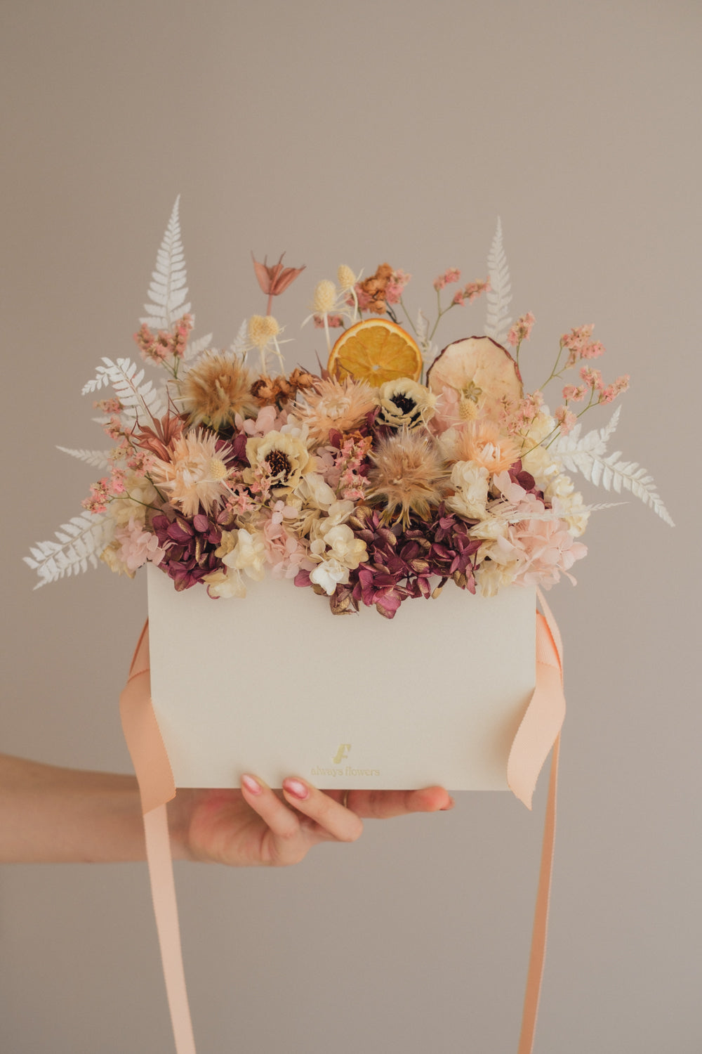 ◆季節限定◆Flower BAG No.1／フラワーバッグアレンジ　オータムライト／ドライ&amp;プリザーブドフラワー
