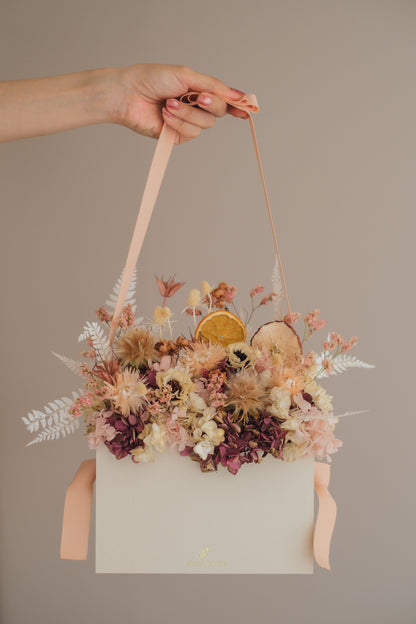 ◆季節限定◆Flower BAG No.1／フラワーバッグアレンジ　オータムライト／ドライ&amp;プリザーブドフラワー