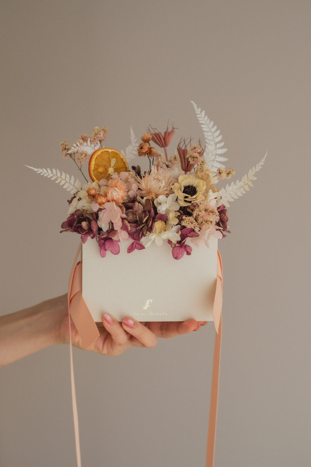 ◆季節限定◆Flower BAG No.1／フラワーバッグアレンジ　オータムライト／ドライ&amp;プリザーブドフラワー