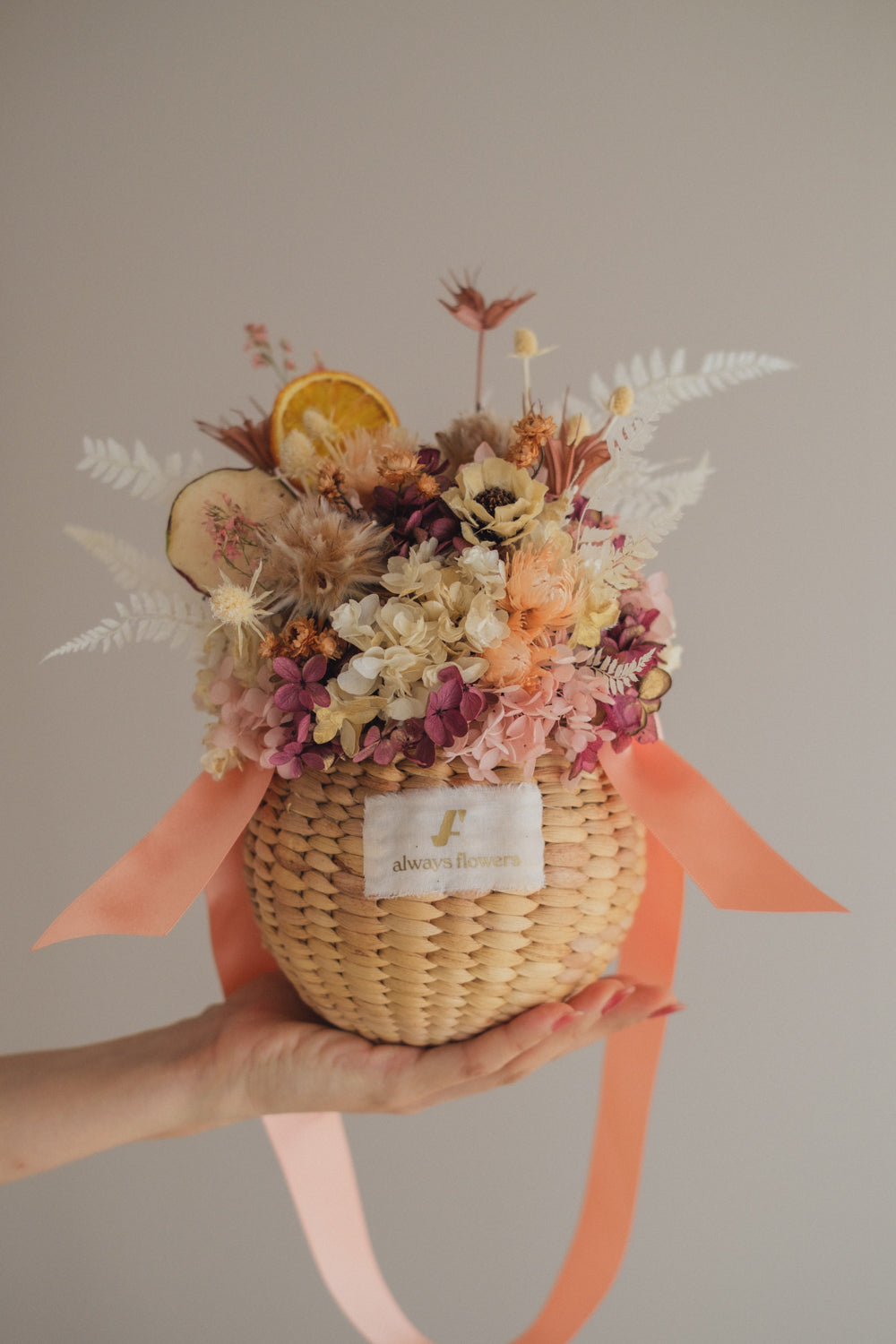 ◆季節限定◆Flower BAG No.2／カゴバッグアレンジ　オータムグロー／ドライ&amp;プリザーブドフラワー
