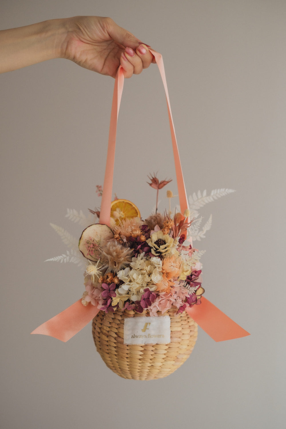 ◆季節限定◆Flower BAG No.2／カゴバッグアレンジ　オータムグロー／ドライ&amp;プリザーブドフラワー