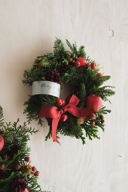 ◆11/26からお届け可能・クリスマス限定◆Round Wreath／ラウンドモミのリース　ウォームホリデー／生花