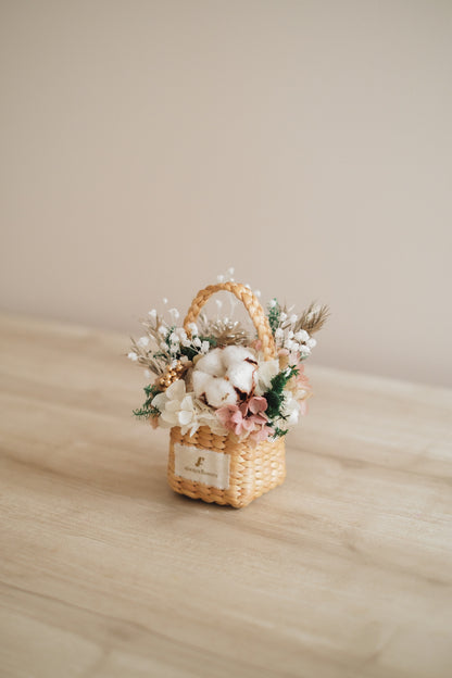 ◆クリスマス限定デザイン◆Flower BAG No.3 ／スクエアカゴバッグ　シャイニングスノー／ドライ・プリザーブドフラワー