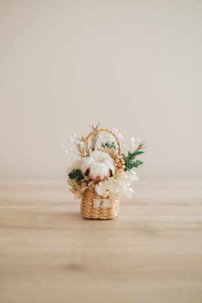 ◆クリスマス限定デザイン◆Flower BAG No.3 ／スクエアカゴバッグ　シャイニングスノー／ドライ・プリザーブドフラワー