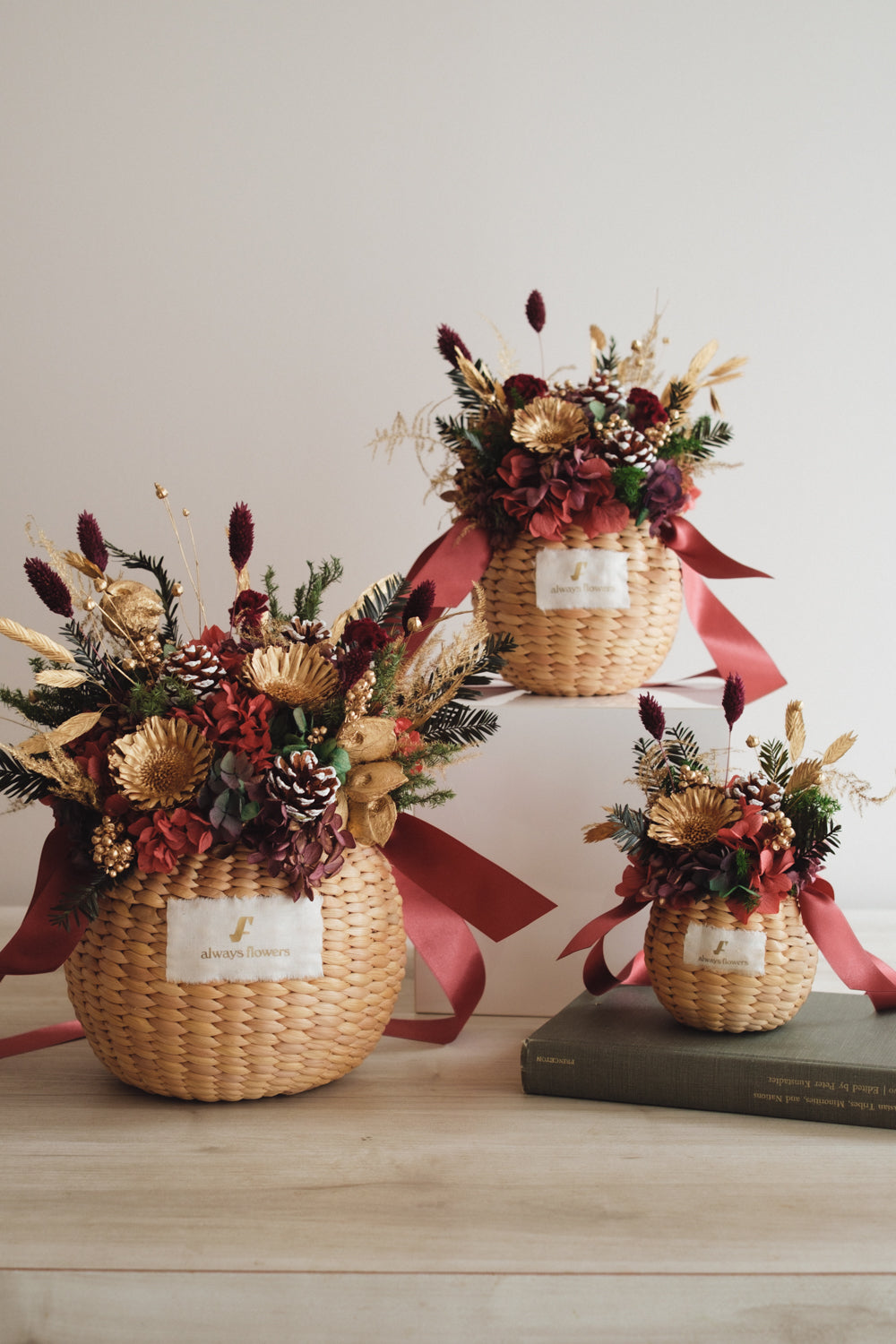 ◆クリスマス限定デザイン◆Flower BAG No.2/フラワーバッグアレンジ ルミナスナイト/ドライ&プリザーブドフラワー