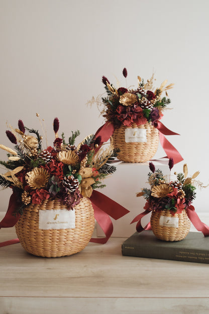 ◆クリスマス限定デザイン◆Flower BAG No.2／フラワーバッグアレンジ　ルミナスナイト／ドライ&amp;プリザーブドフラワー