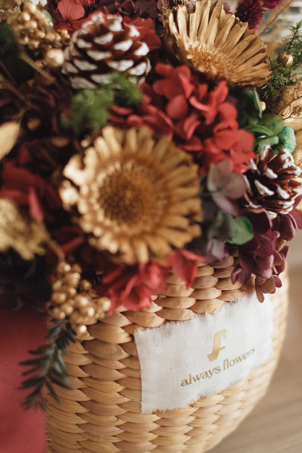 ◆クリスマス限定デザイン◆Flower BAG No.2／フラワーバッグアレンジ　ルミナスナイト／ドライ&amp;プリザーブドフラワー