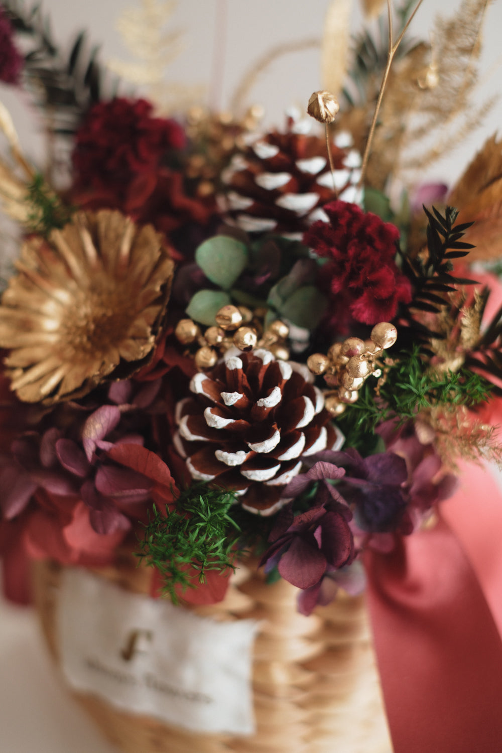 ◆クリスマス限定デザイン◆Flower BAG No.2／フラワーバッグアレンジ　ルミナスナイト／ドライ&amp;プリザーブドフラワー