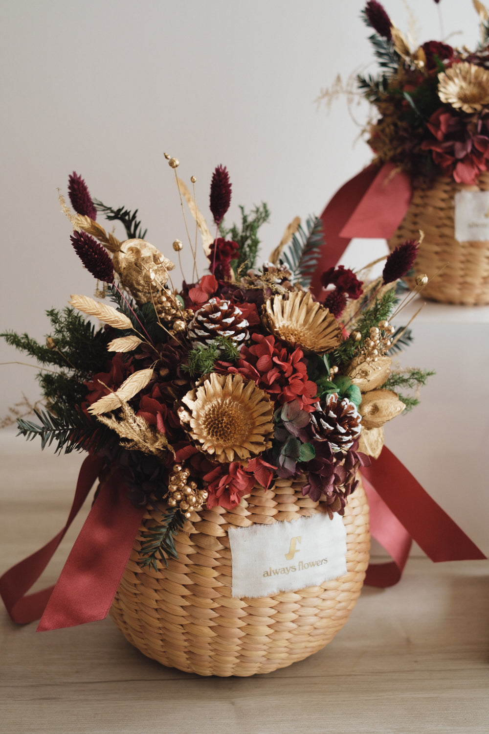 ◆クリスマス限定デザイン◆Flower BAG No.2／フラワーバッグアレンジ　ルミナスナイト／ドライ&amp;プリザーブドフラワー