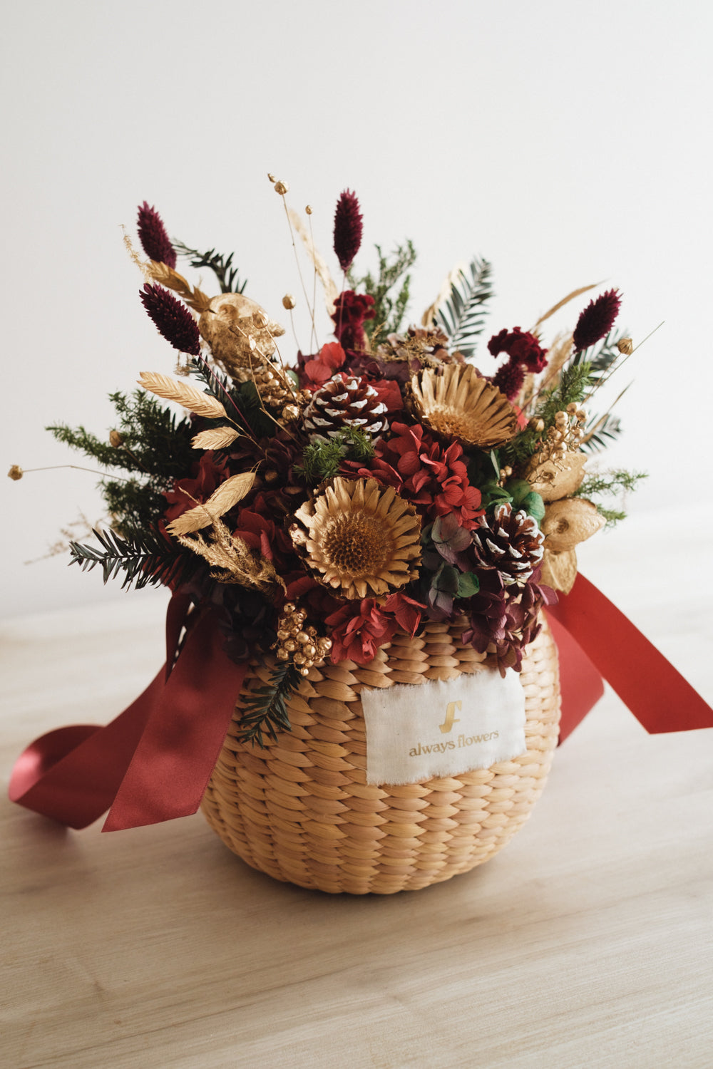 ◆クリスマス限定デザイン◆Flower BAG No.2／フラワーバッグアレンジ　ルミナスナイト／ドライ&amp;プリザーブドフラワー