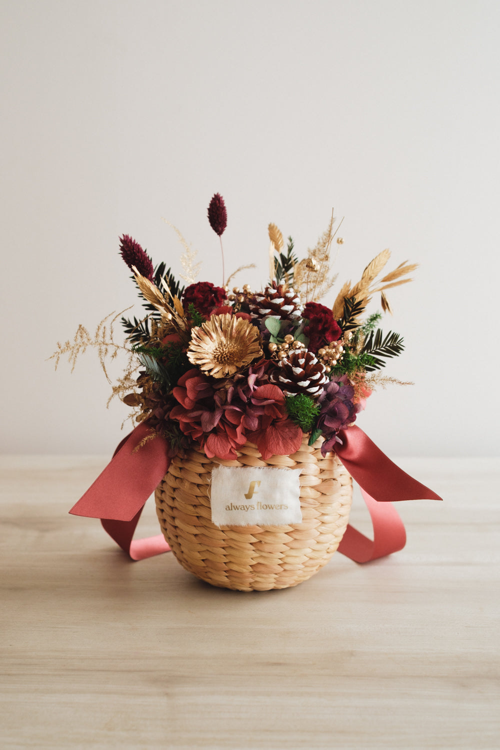 ◆クリスマス限定デザイン◆Flower BAG No.2／フラワーバッグアレンジ　ルミナスナイト／ドライ&amp;プリザーブドフラワー