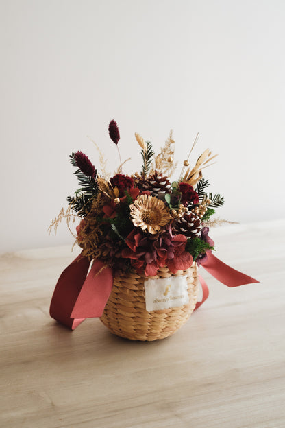 ◆クリスマス限定デザイン◆Flower BAG No.2／フラワーバッグアレンジ　ルミナスナイト／ドライ&amp;プリザーブドフラワー