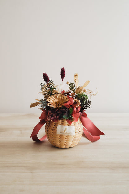 ◆クリスマス限定デザイン◆Flower BAG No.2／フラワーバッグアレンジ　ルミナスナイト／ドライ&amp;プリザーブドフラワー