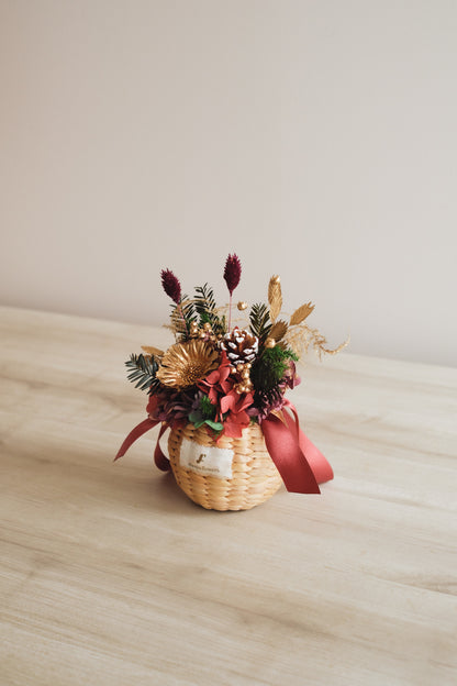 ◆クリスマス限定デザイン◆Flower BAG No.2／フラワーバッグアレンジ　ルミナスナイト／ドライ&amp;プリザーブドフラワー